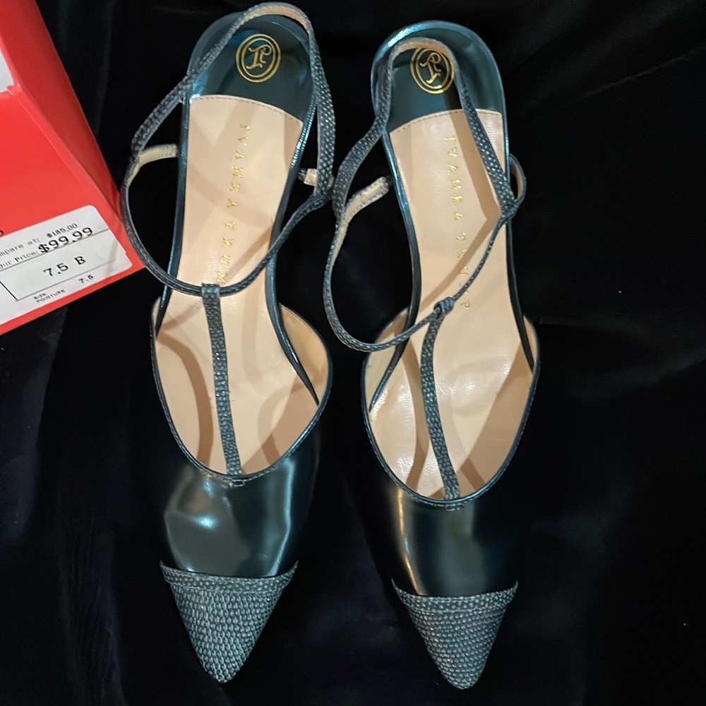 Ivanka Trump green sling back heels (sz 7.5)